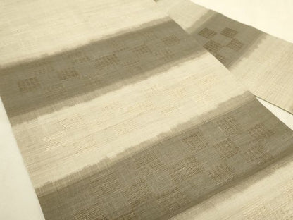 平和屋本店■希少 夏物 沖縄県無形文化財指定 本場八重山上布 九寸名古屋帯 青山八木扱い たとう紙付 麻 逸品 未使用 KAAA1742kk4