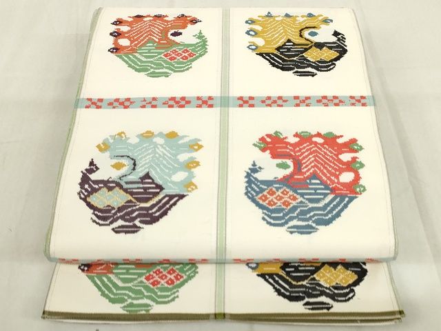 平和屋本店■最高級　龍村平蔵製　甲比丹孔雀　六通柄　本袋帯　共箱付き　正絹　逸品　未使用　KAAA1743kk4 - 平和屋