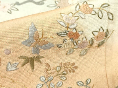 平和屋本店■極上　訪問着　刺繍　霞草花文　暈し染め　金糸　正絹　逸品　KAAA1752kk5 - 平和屋