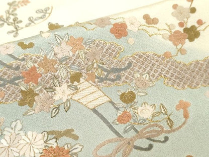 平和屋本店■極上　訪問着　刺繍　霞草花文　暈し染め　金糸　正絹　逸品　KAAA1752kk5 - 平和屋