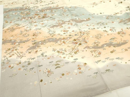 平和屋本店■極上　訪問着　刺繍　霞草花文　暈し染め　金糸　正絹　逸品　KAAA1752kk5 - 平和屋