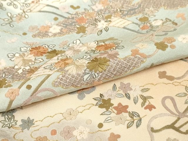 平和屋本店■極上　訪問着　刺繍　霞草花文　暈し染め　金糸　正絹　逸品　KAAA1752kk5 - 平和屋