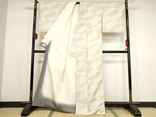 平和屋本店■極上 石川県指定無形文化財 牛首紬 白山工房 手織り 変わり斜縞 山口房子 証紙 やまと金ラベル 正絹 逸品 KAAA1763kk5 - 平和屋