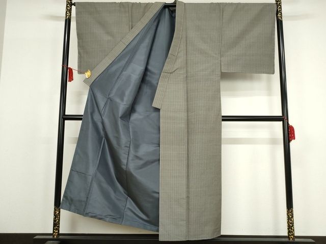 平和屋本店■超希少　男性　工房　真南風　花織　紬　たとう紙付き　藍海松茶色地　正絹　逸品　未使用　KAAA1764kk5 - 平和屋
