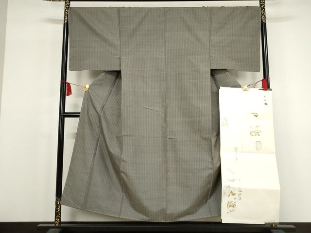 平和屋本店■超希少　男性　工房　真南風　花織　紬　たとう紙付き　藍海松茶色地　正絹　逸品　未使用　KAAA1764kk5 - 平和屋