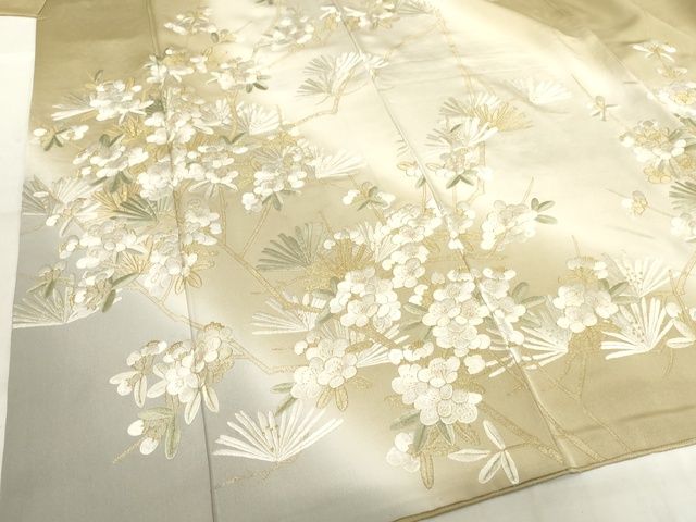 平和屋本店■極上　総刺繍　訪問着　枝松梅文　暈し染め　金糸　正絹　逸品　KAAA1766kk5 - 平和屋