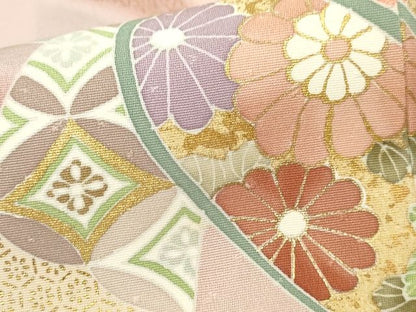 平和屋本店●極上 創業460年・千總 訪問着 駒刺繍 笹取吉祥花文 金彩 三越扱い 反端付き 洗柿色地 正絹 逸品 未使用CZAA3566s5