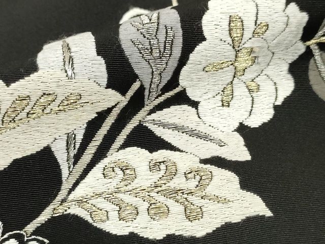 平和屋本店■極上　総刺繍　訪問着　花唐草文　黒地　金糸　丹後ちりめん　反端付き　逸品　KAAA1788kk5 - 平和屋