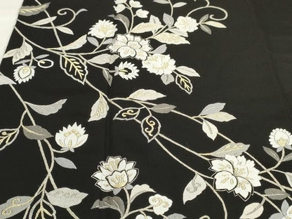 平和屋本店■極上　総刺繍　訪問着　花唐草文　黒地　金糸　丹後ちりめん　反端付き　逸品　KAAA1788kk5 - 平和屋