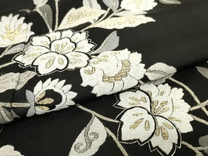 平和屋本店■極上　総刺繍　訪問着　花唐草文　黒地　金糸　丹後ちりめん　反端付き　逸品　KAAA1788kk5 - 平和屋