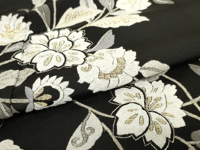 平和屋本店■極上　総刺繍　訪問着　花唐草文　黒地　金糸　丹後ちりめん　反端付き　逸品　KAAA1788kk5 - 平和屋