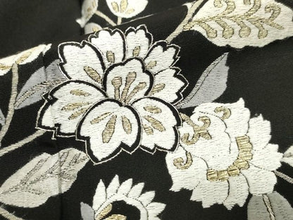 平和屋本店■極上　総刺繍　訪問着　花唐草文　黒地　金糸　丹後ちりめん　反端付き　逸品　KAAA1788kk5 - 平和屋