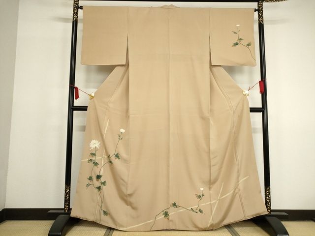 平和屋本店■極上　加賀友禅の巨匠　初代　由水十久　訪問着　枝菊　伽羅色地　逸品　KAAA1792kk5 - 平和屋