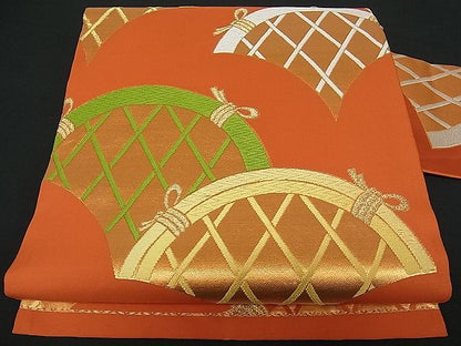 平和屋着物■九寸名古屋帯 唐織 間垣文 金糸 逸品 kb0841