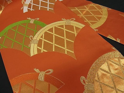 平和屋着物■九寸名古屋帯 唐織 間垣文 金糸 逸品 kb0841