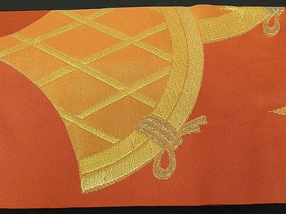 平和屋着物■九寸名古屋帯 唐織 間垣文 金糸 逸品 kb0841