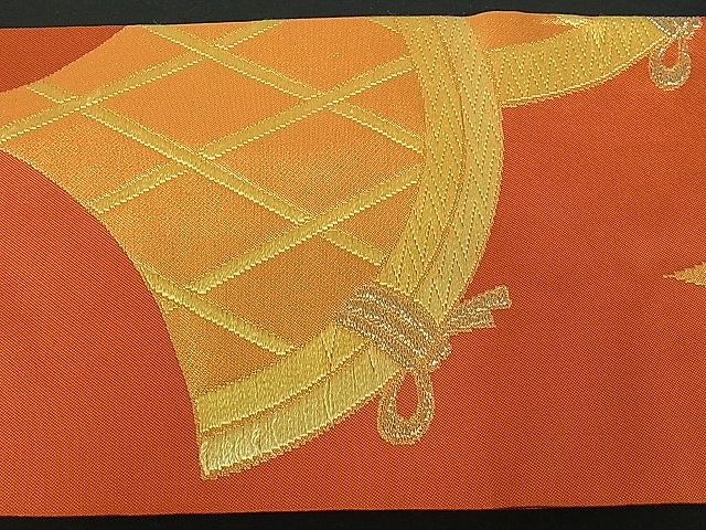 平和屋着物■九寸名古屋帯 唐織 間垣文 金糸 逸品 kb0841