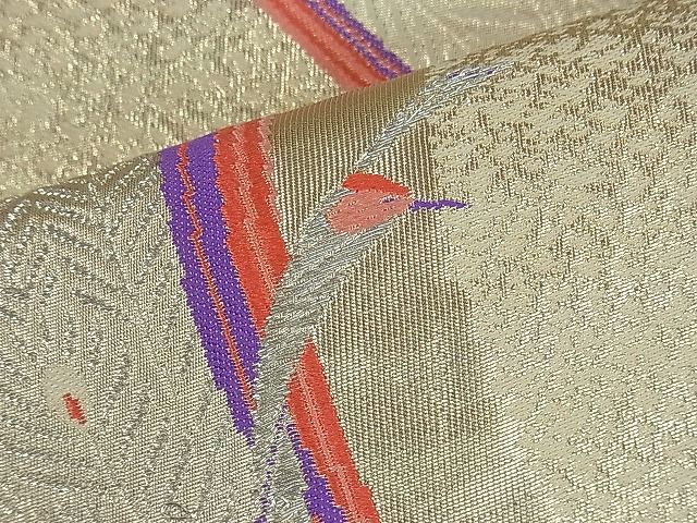 平和屋着物■六通柄袋帯 唐織 孔雀 銀糸 逸品 kb1361
