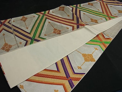 平和屋着物■六通柄袋帯 唐織 菱花文 金銀糸 逸品 kb1803