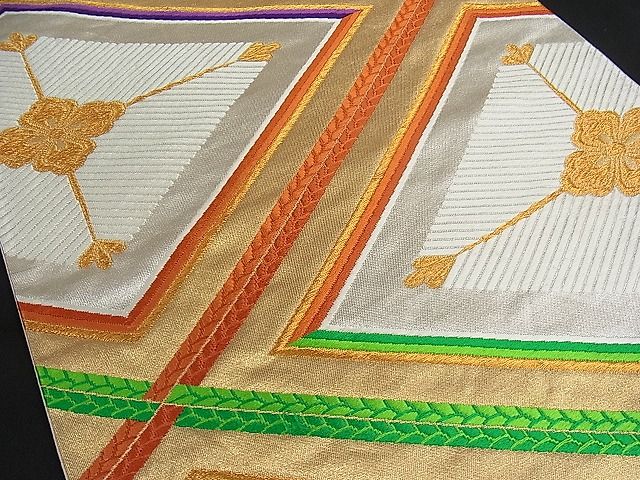 平和屋着物■六通柄袋帯 唐織 菱花文 金銀糸 逸品 kb1803