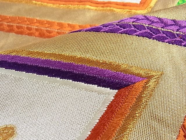 平和屋着物■六通柄袋帯 唐織 菱花文 金銀糸 逸品 kb1803