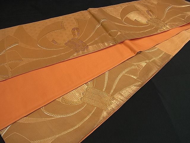 平和屋着物■六通柄袋帯 束ね熨斗亀甲文 金糸 逸品 kb1812