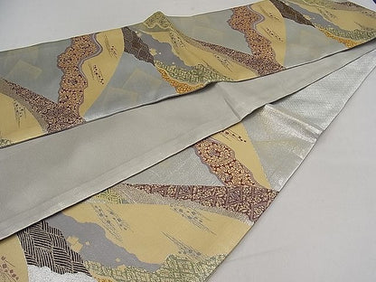 平和屋着物■六通柄袋帯　道長吉祥文　銀糸　逸品　kb1861