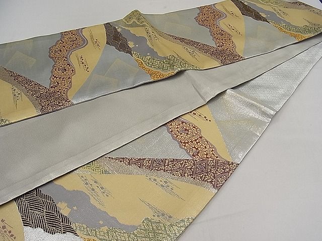 平和屋着物■六通柄袋帯　道長吉祥文　銀糸　逸品　kb1861