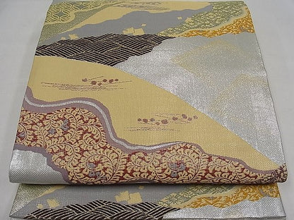 平和屋着物■六通柄袋帯　道長吉祥文　銀糸　逸品　kb1861