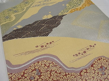 平和屋着物■六通柄袋帯　道長吉祥文　銀糸　逸品　kb1861