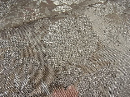 平和屋着物■六通柄袋帯 雲取り草花文 銀糸 逸品 kb1863
