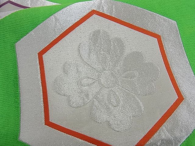 平和屋着物■六通柄袋帯 唐織 亀甲花文 銀糸 逸品 n-kg0943