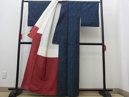 平和屋着物■上質な紬　亀甲文　逸品　n-kg1227