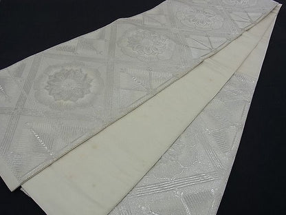 平和屋着物■六通柄袋帯 唐織 菱天井花文 銀糸 逸品 n-kg1430