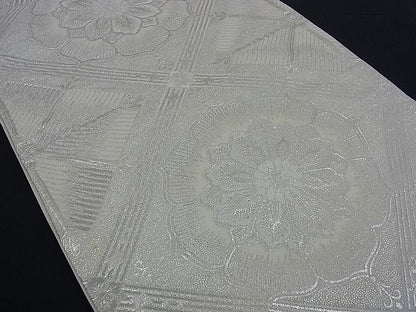 平和屋着物■六通柄袋帯 唐織 菱天井花文 銀糸 逸品 n-kg1430