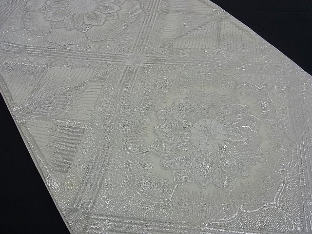 平和屋着物■六通柄袋帯 唐織 菱天井花文 銀糸 逸品 n-kg1430