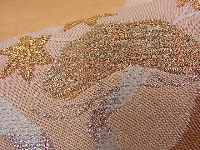 平和屋着物■六通柄袋帯 唐織 雲取りヱ霞秋草文 金銀糸 逸品 n-kg1443