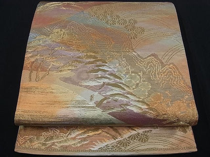 平和屋着物■六通柄袋帯 浜松文 金糸 逸品 n-kg1451
