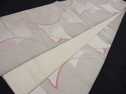 平和屋着物■六通柄袋帯 唐織 飛鶴花文 銀糸 逸品 n-kg1453