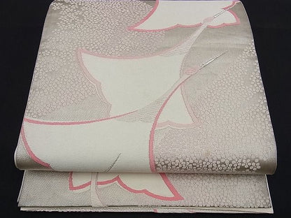 平和屋着物■六通柄袋帯 唐織 飛鶴花文 銀糸 逸品 n-kg1453