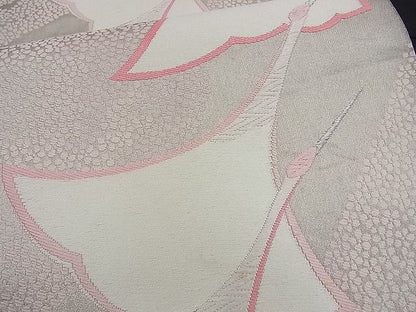 平和屋着物■六通柄袋帯 唐織 飛鶴花文 銀糸 逸品 n-kg1453