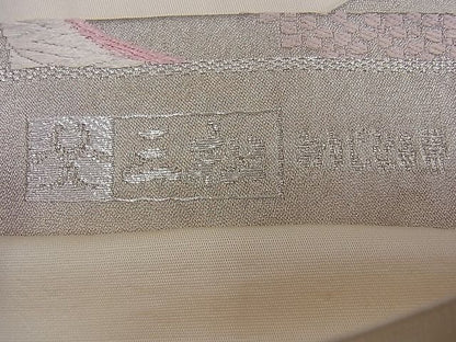 平和屋着物■六通柄袋帯 唐織 飛鶴花文 銀糸 逸品 n-kg1453
