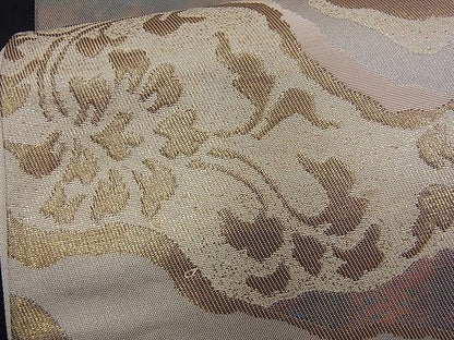 平和屋着物■六通柄袋帯 道長花文 金糸 逸品 n-kg1462