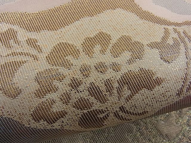 平和屋着物■六通柄袋帯 道長花文 金糸 逸品 n-kg1462
