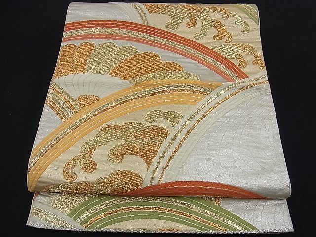 平和屋着物■六通柄袋帯 唐織 立波花青海波 金銀糸 逸品 n-kg1476