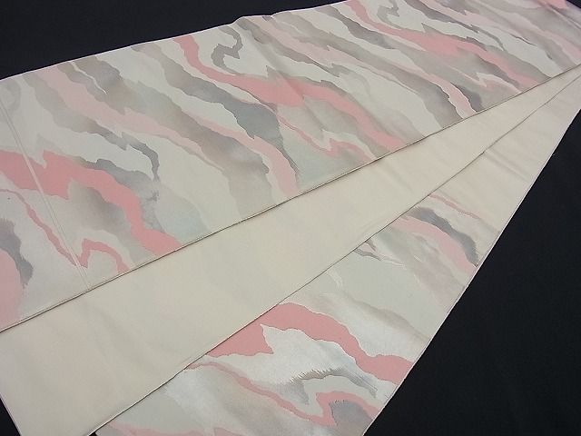 平和屋着物■六通柄袋帯 霞文 銀糸 逸品 n-kg1500