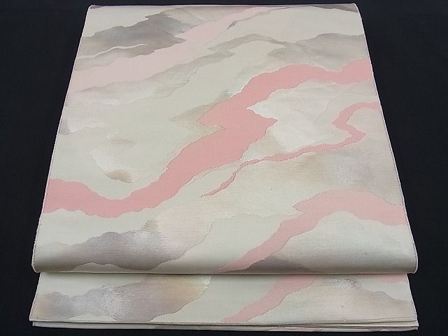 平和屋着物■六通柄袋帯 霞文 銀糸 逸品 n-kg1500
