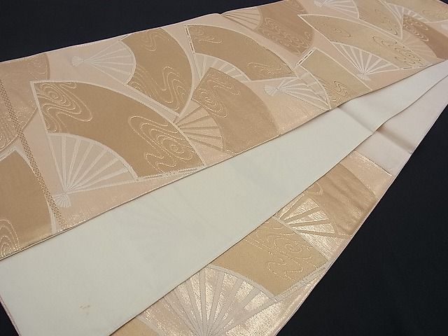 平和屋着物■六通柄袋帯 唐織 流水扇面文 金糸 逸品 n-kg1501