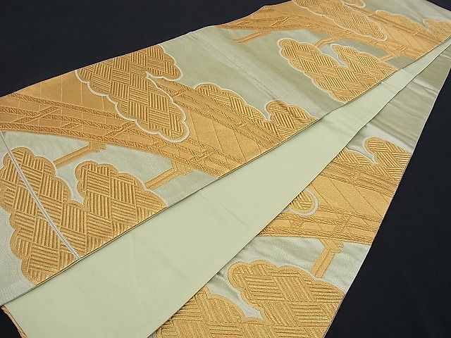 平和屋着物■六通柄袋帯 唐織 雲取り渡橋文 金糸 逸品 n-kg1502