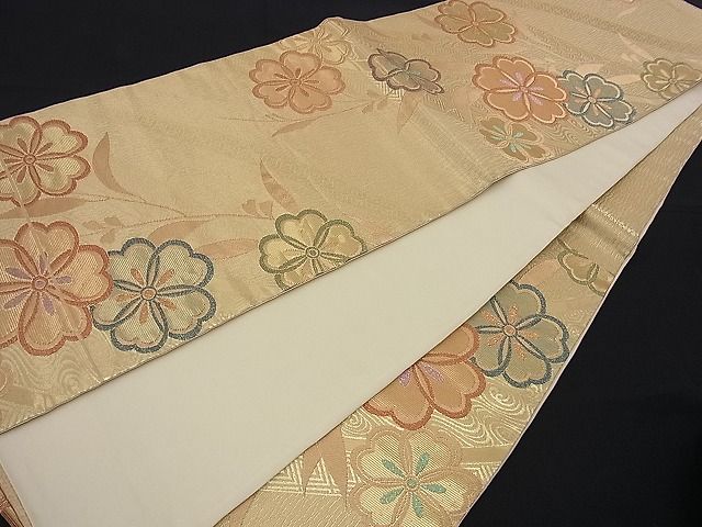 平和屋着物■六通柄袋帯 枝垂れ花文 金糸 逸品 n-kg1538